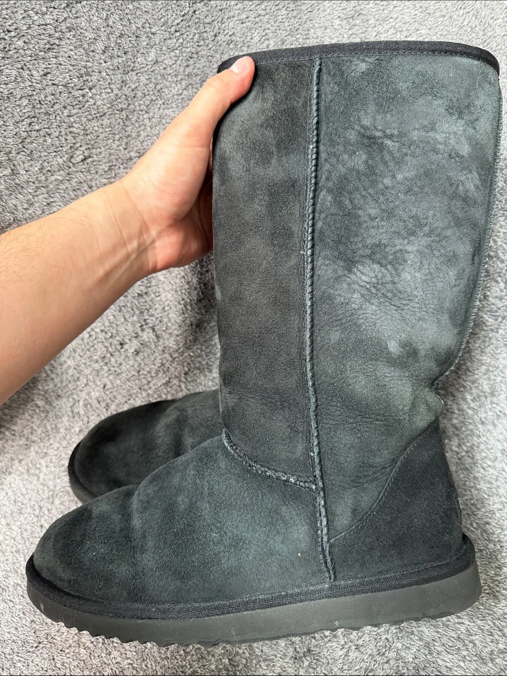 UGG Black Suede Slip-On Winter Boots